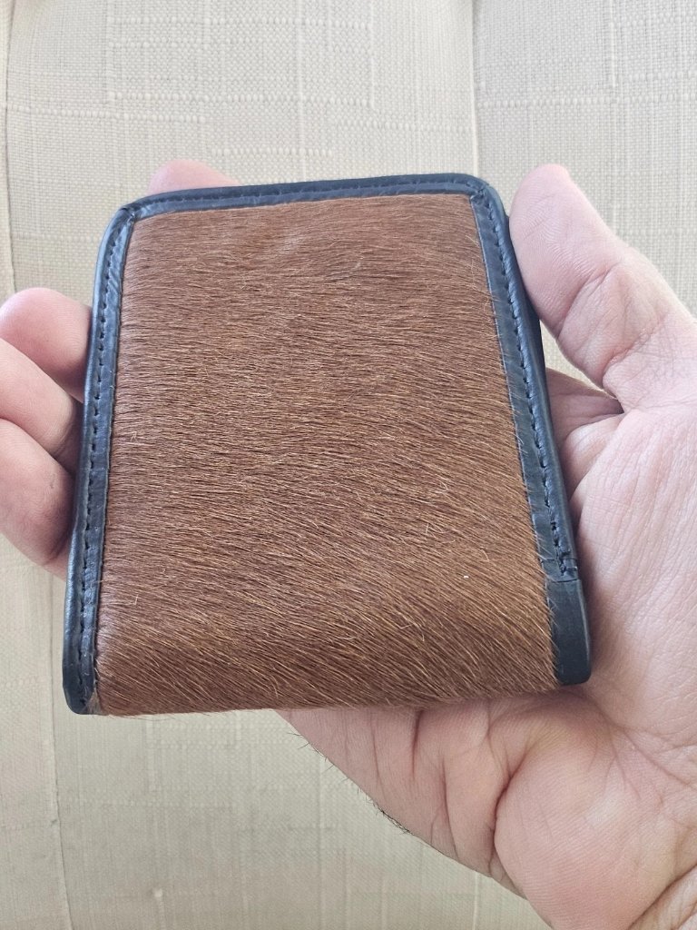 Fur Hair Cardholder Wallet Genuine Fur Leather Bifold Billfold Purse Handmade